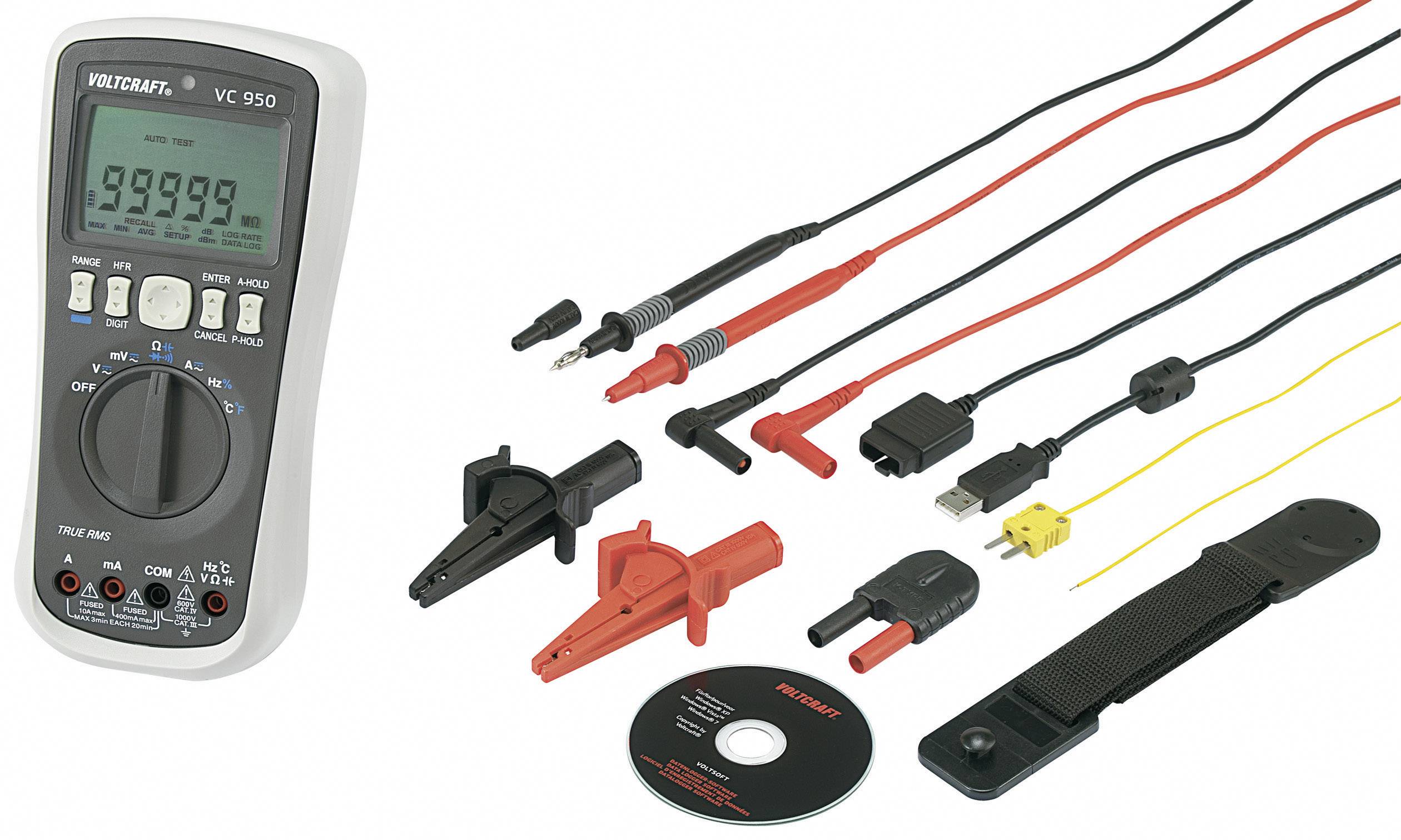 VOLTCRAFT VC950 Hand-Multimeter digital Datenlogger CAT III 1000 V, CAT IV 600 V Anzeige (Counts): 100000