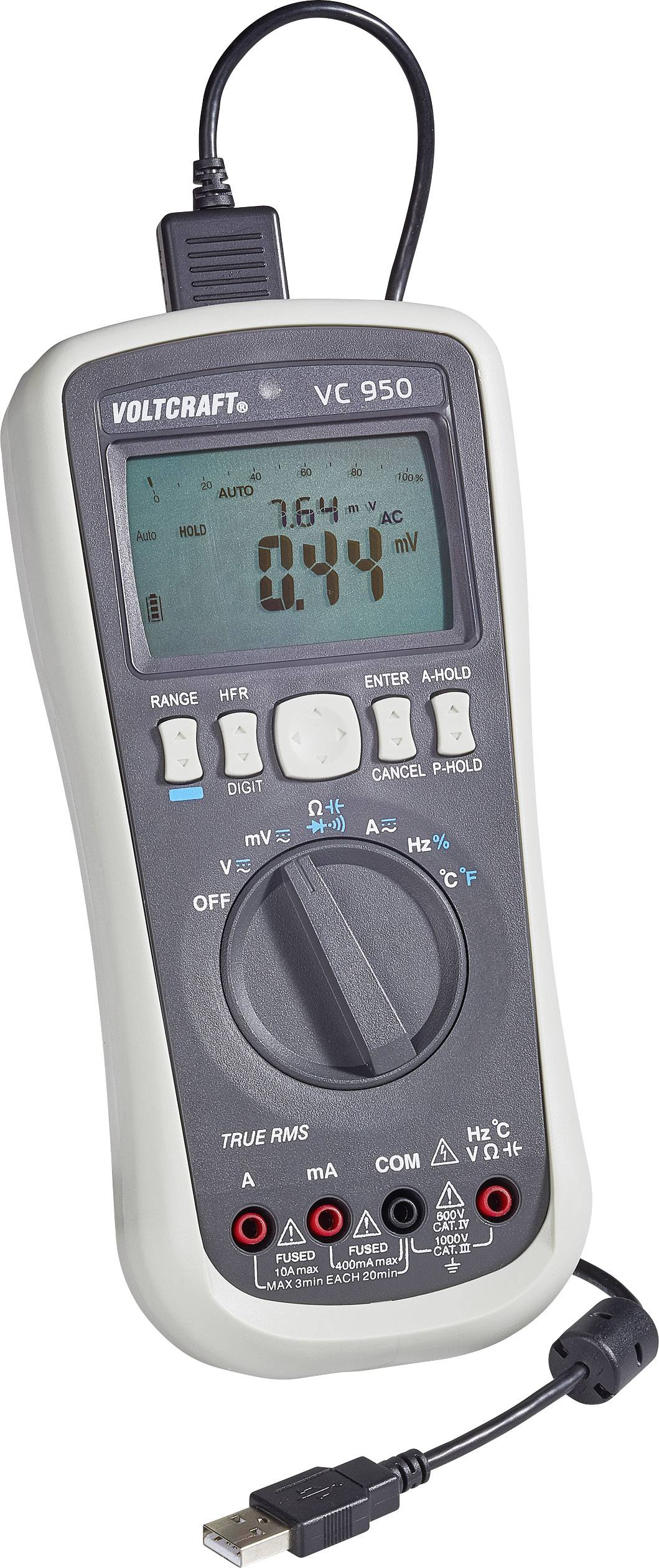 VOLTCRAFT VC950 Hand-Multimeter digital Datenlogger CAT III 1000 V, CAT IV 600V Anzeige (Counts): 100000