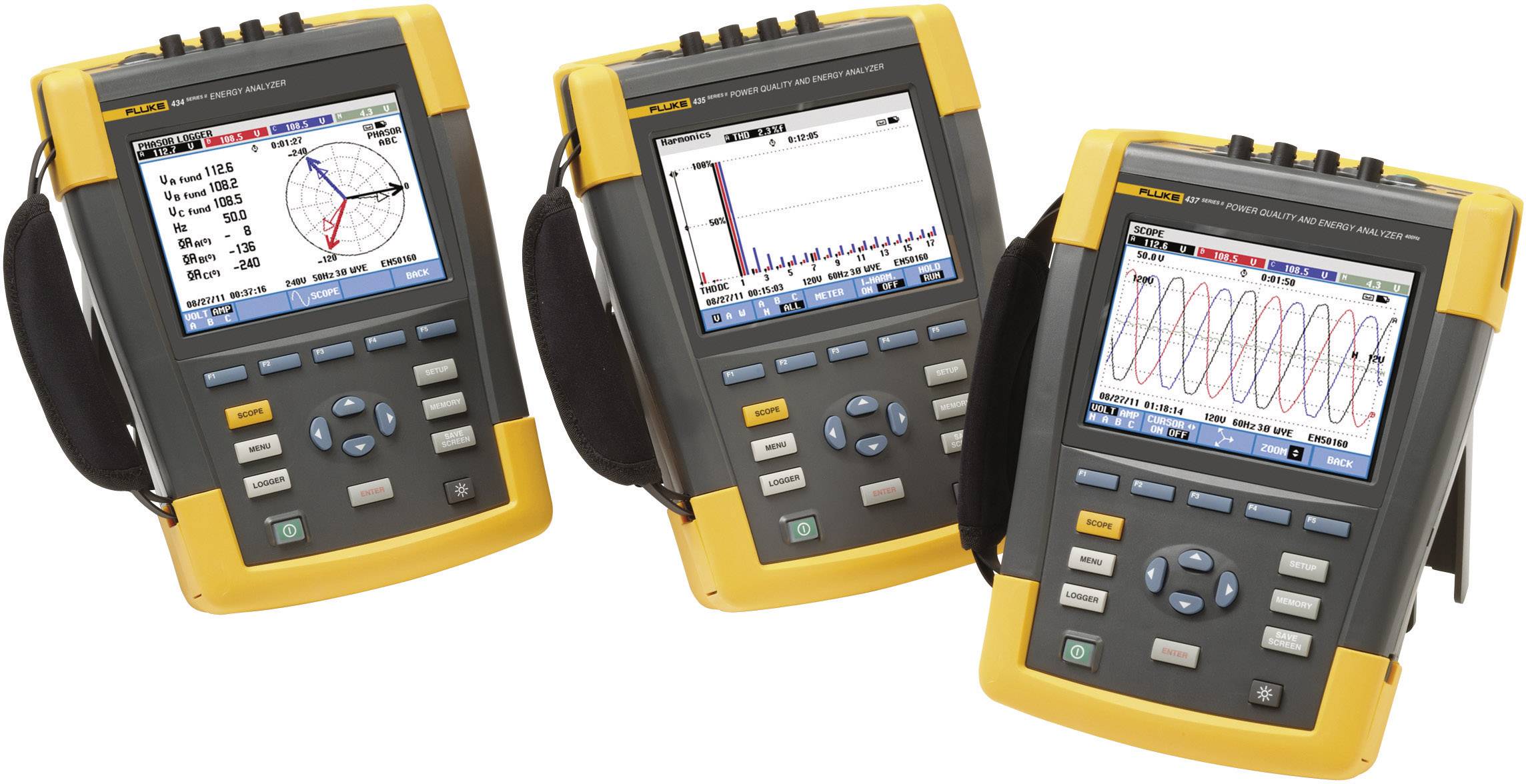 Fluke 434-II Netz-Analysegerät 3phasig inkl. Stromzangen, mit Loggerfunktion