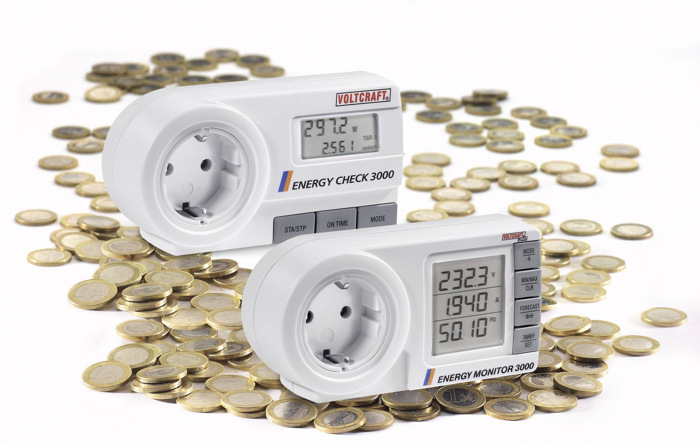 VOLTCRAFT Energy Monitor 3000 Energiekosten-Messgerät mit Anzeige des Wirkfaktors, Lasttyps und der Netztfrequenz LCD 0,001