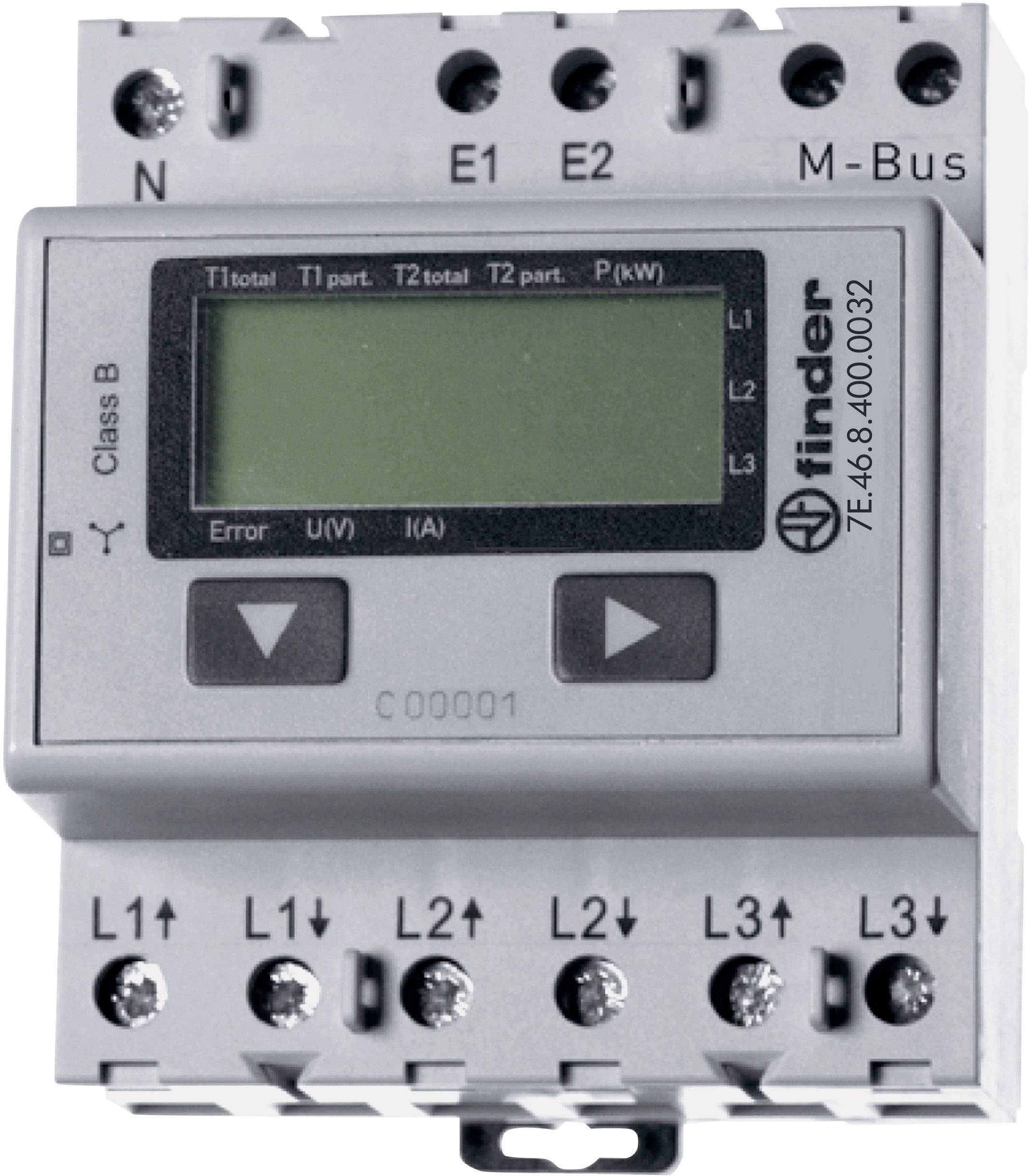 Finder 7E.46.8.400.0032 7E.46.8.400.0032 Drehstromzähler digital 65 A MID-konform: Ja 1 St.