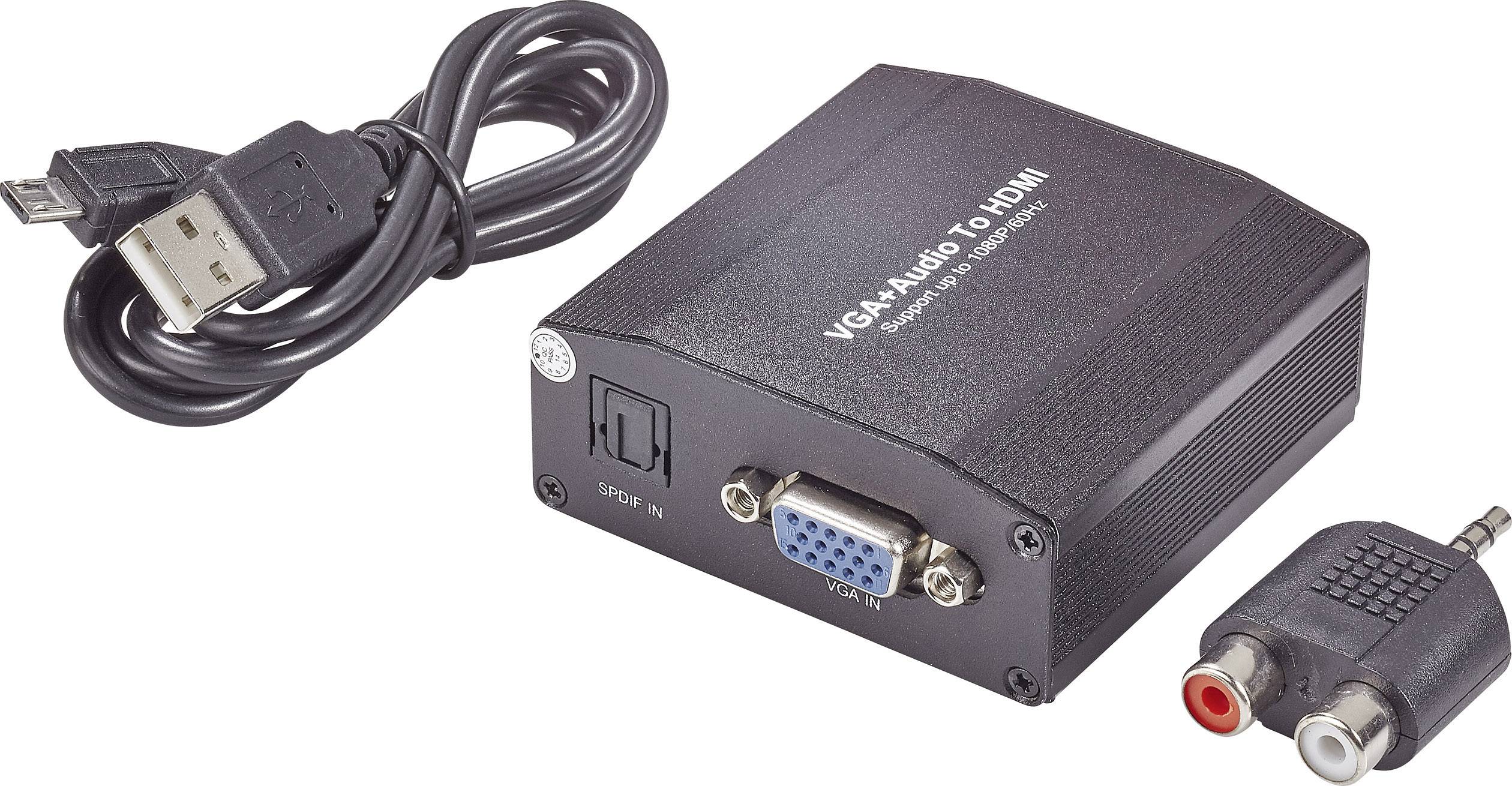 SpeaKa Professional AV Konverter [VGA, Toslink, Klinke - HDMI] 1920 x 1080 Pixel