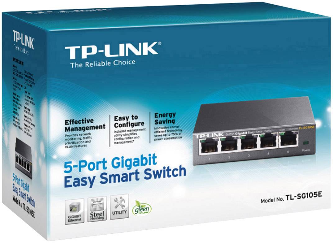 TP-LINK TL-SG105E Netzwerk Switch 5 Port 1 GBit/s