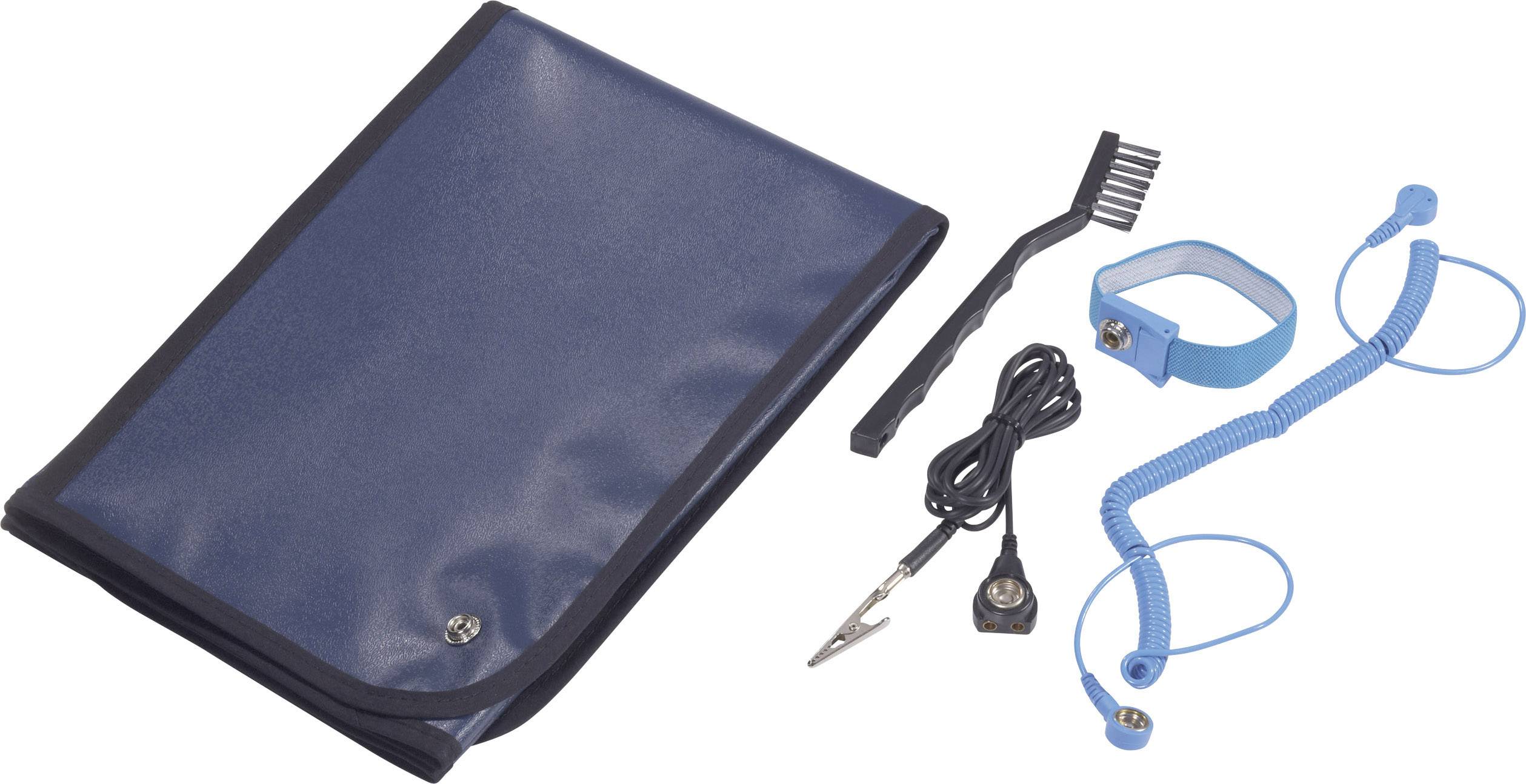 ESDM-600600BK ESD-Service-Set Dunkelblau (L x B) 60cm x 60cm inkl. ESD-Bürste, inkl. Erdungskabel, inkl. Erdungsarmband