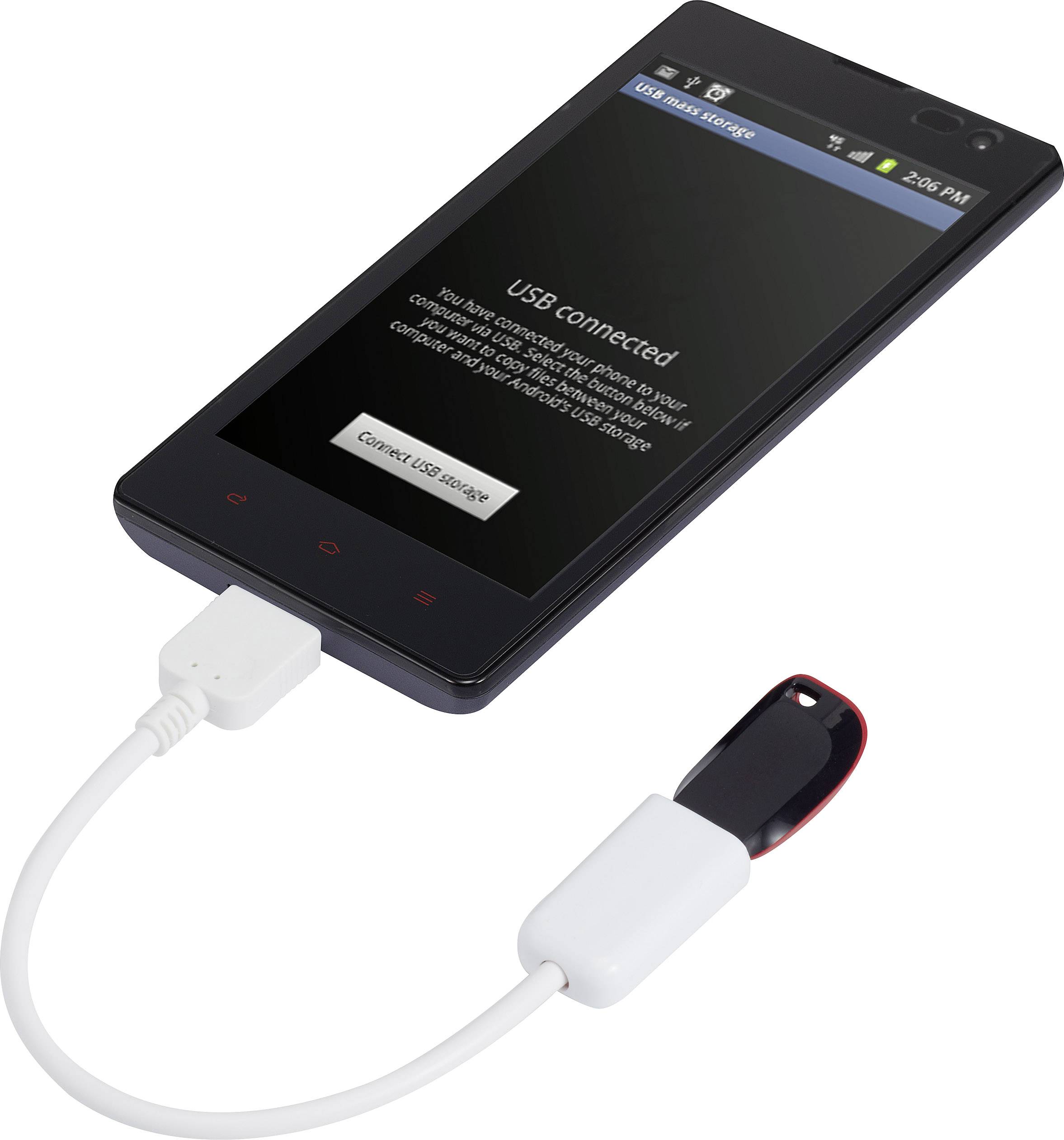 Renkforce USB 2.0 Anschlusskabel [1x USB 3.0 Stecker Micro B - 1x USB 2.0 Buchse A] 10.00cm Weiß mit OTG-Funktion