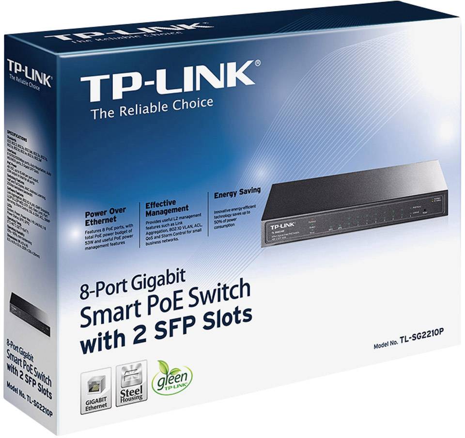 TP-Link JetStream TL-SG2210P V3 - Switch - Smart - 8 x 10/100/1000 + 2 x SFP - Desktop - PoE (58 W)