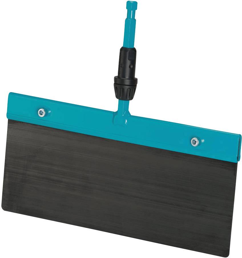 Spachtel mit blauem Griff, geeignet für breite Flächen wie Wände; robustes Material, das für Maler- und Renovierungsarbeiten verwendet wird.
