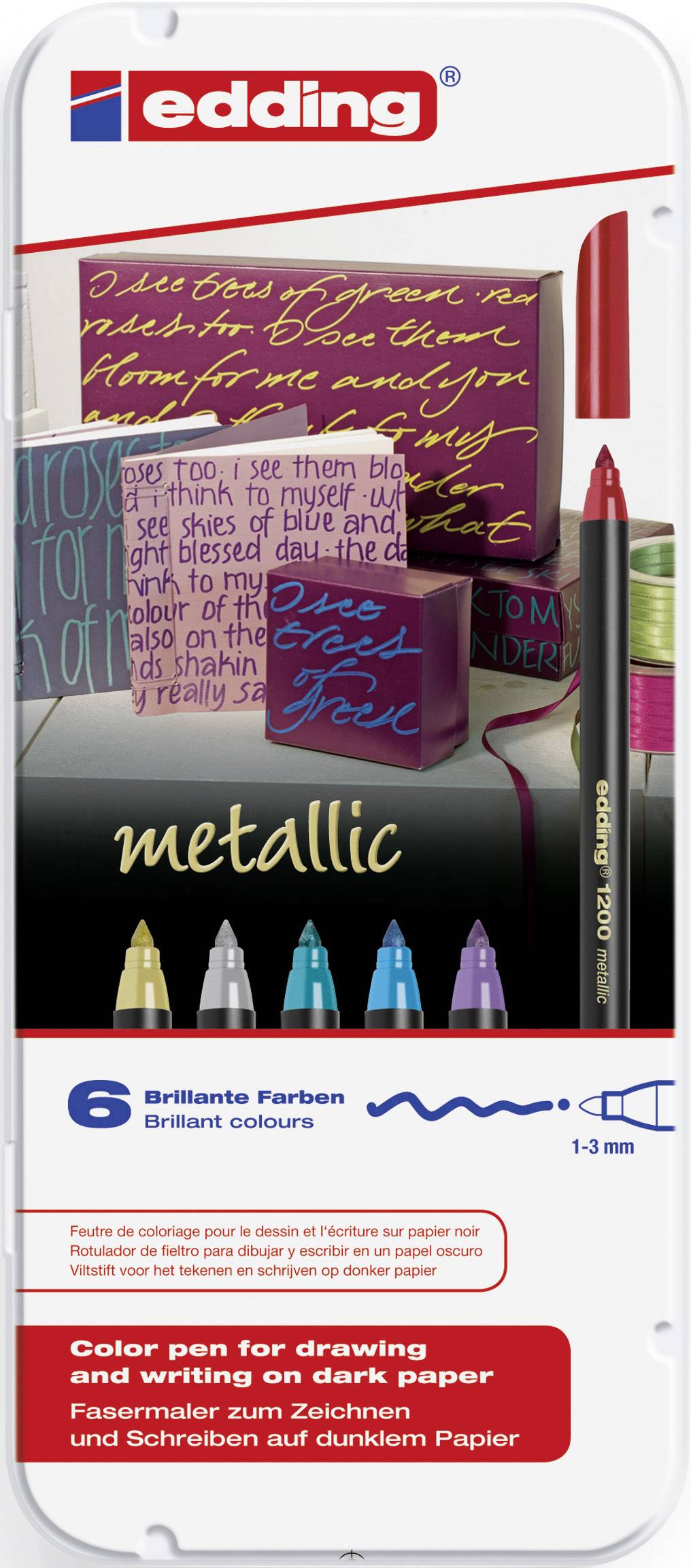 Edding Fasermaler E-1200 4-1200-6 Verschiedenfarbig sortiert 1 mm, 3 mm 6 St.