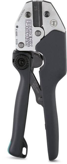 Zange mit schwarzem Griff und silberner Spitze von 'Phoenix Contact', verwendet zum Crimpen von Kabeln bis 25 mm².