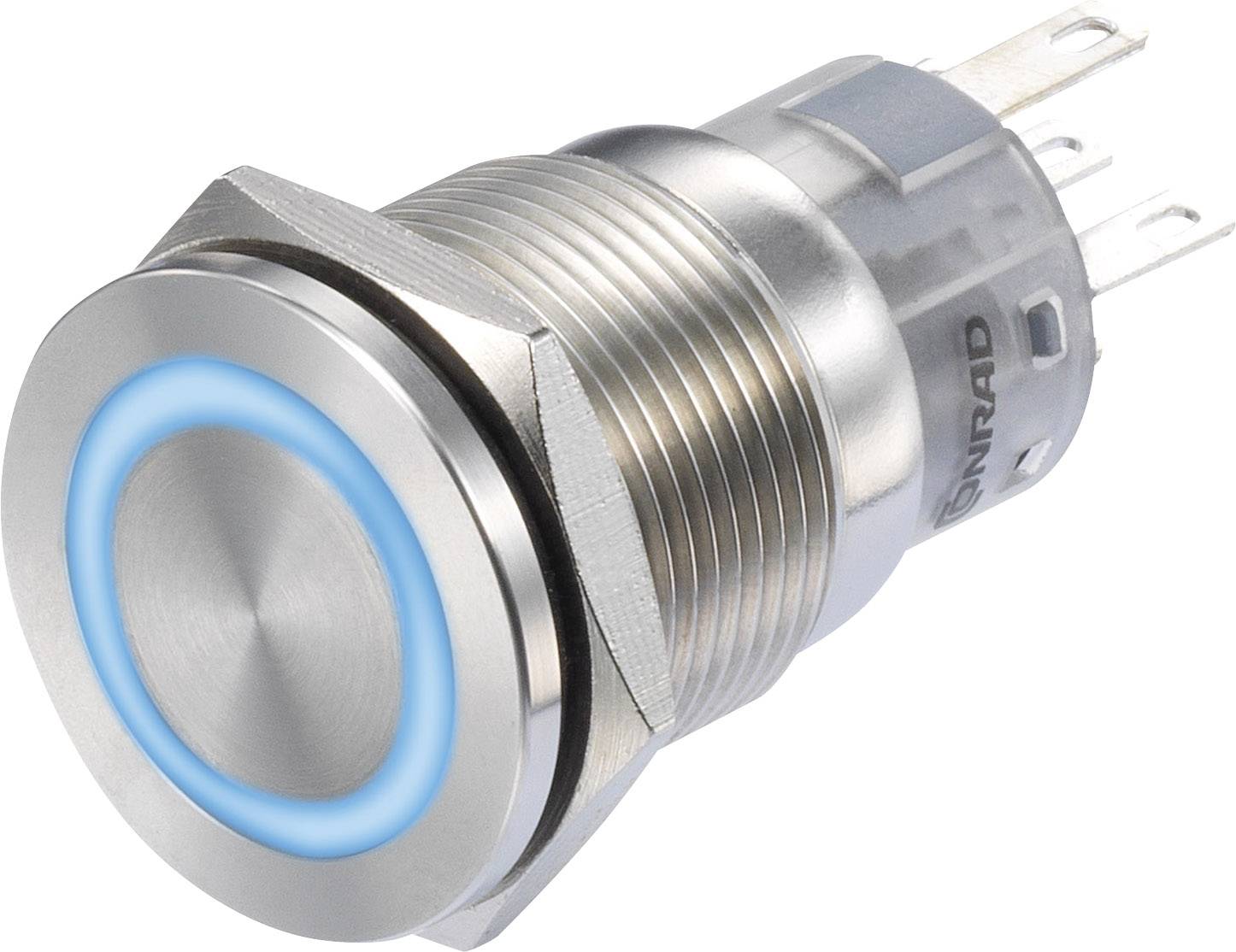 TRU Components 1272972 LAS1-AGQS-11E/B/12V Drucktaster 250 V/AC 3A 1 x Aus/(Ein) tastend Blau IP65 1St.