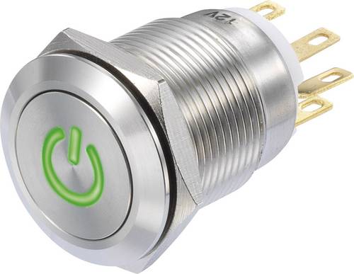 TRU COMPONENTS TC-8904680 LAS1-GQF-11/G/12V Drucktaster 250 V/AC 3 A 1 x Ein/(Ein) tastend Grün IP6
