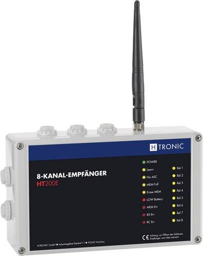 H-Tronic HT200E Funkempfänger 8-Kanal Frequenz 868.35 MHz, 869.05 MHz, 869.55 MHz 12 V Reichweite m