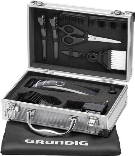 Grundig MC3342 Haarschneider, Bartschneider abwaschbar Schwarz (glänzend), Silber