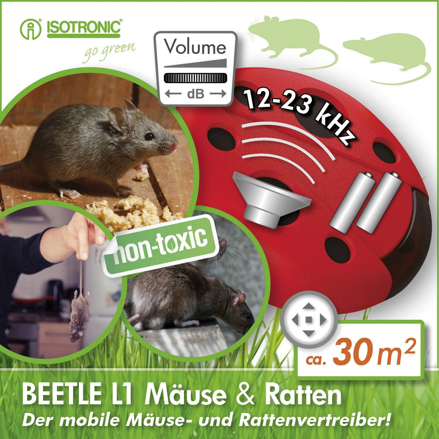 Isotronic Beetle L1 Rat Schädlingsvertreiber Funktionsart Multifrequenz Wirkungsbereich 30 m² 1 St.
