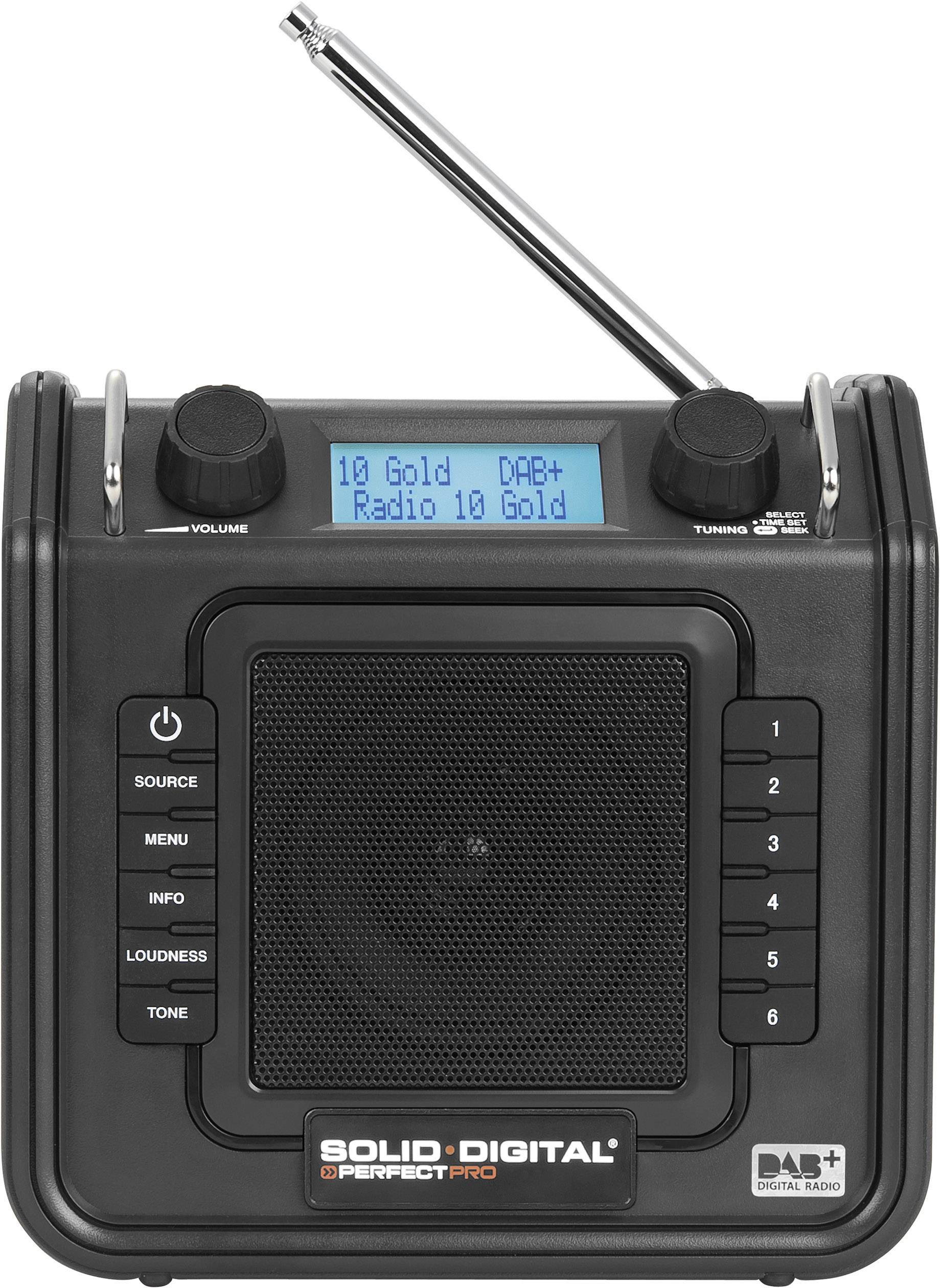 PerfectPro DAB+ Baustellenradio Soliddigital AUX, DAB+, UKW spritzwassergeschützt