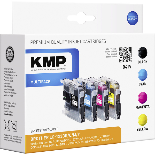 KMP Tinte ersetzt Brother LC-123 Kompatibel Kombi-Pack Schwarz, Cyan, Magenta, Gelb B41V 1525,0050