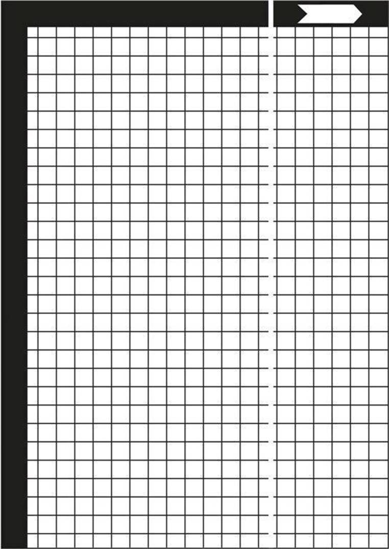 Rasterdiagramm mit Pfeil nach oben rechts, genutzt für Struktur- oder Architekturentwürfe. Rechteckige Rasterlinien für präzises Zeichnen.