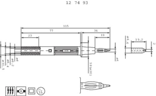 Stäubli PP-115/4 Sicherheits-Prüfspitze Steckanschluss 4mm CAT II 1000V Rot