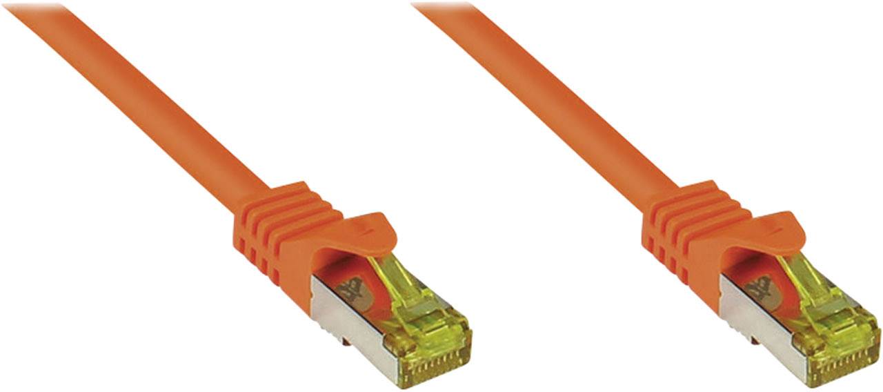 Good Connections® RJ45 Patchkabel mit Cat. 7 Rohkabel und Rastnasenschutz (RNS®), S/FTP, PiMF, 500MHz, orange, 20m