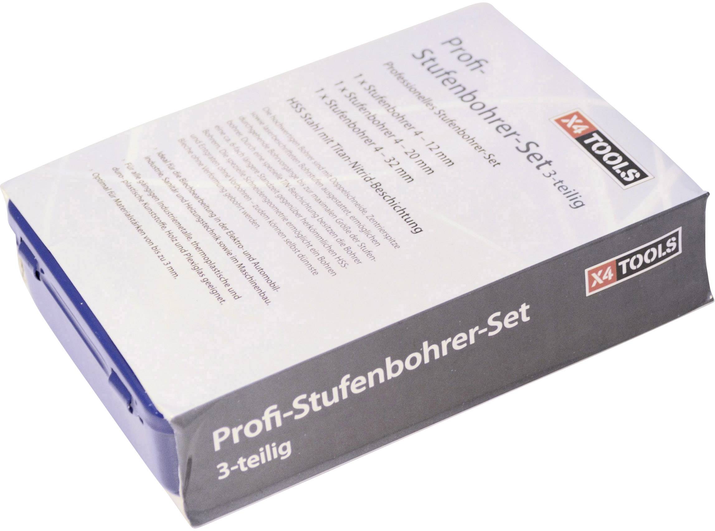 X4 Tools 700186 HSS Stufenbohrer-Set 3teilig 4 - 12 mm, 4 - 20mm Zylinderschaft 1 Set