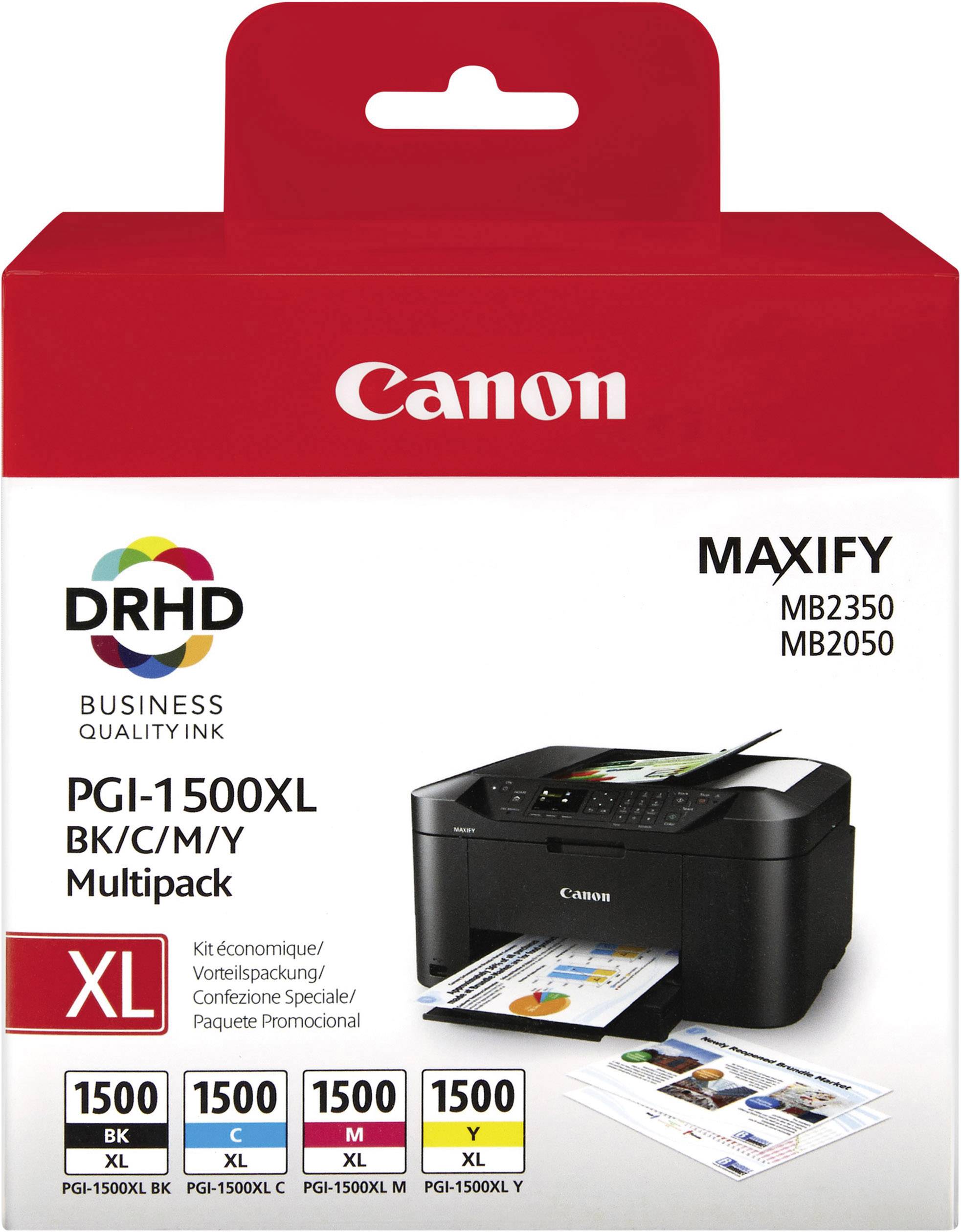 Canon Druckerpatrone PGI-1500BKCMY XL Original Kombi-Pack Schwarz, Cyan, Magenta, Gelb 9182B004