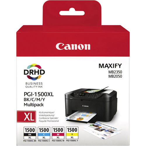 Canon Encre PGI-1500BKCMY XL d'origine pack bundle noir, cyan, magenta, jaune 9182B004