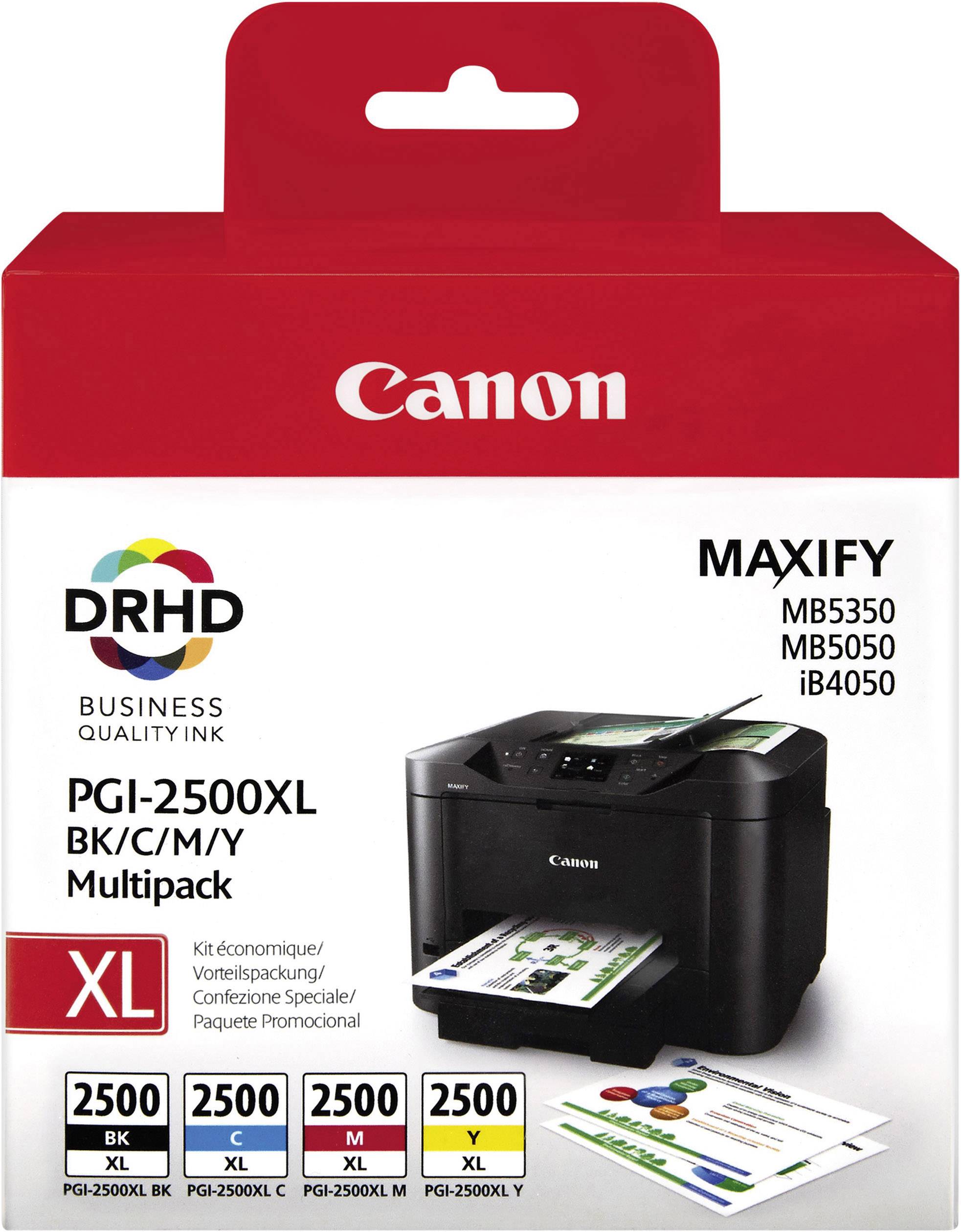 Canon Druckerpatrone PGI-2500BKCMY XL Original Kombi-Pack Schwarz, Cyan, Magenta, Gelb 9254B004