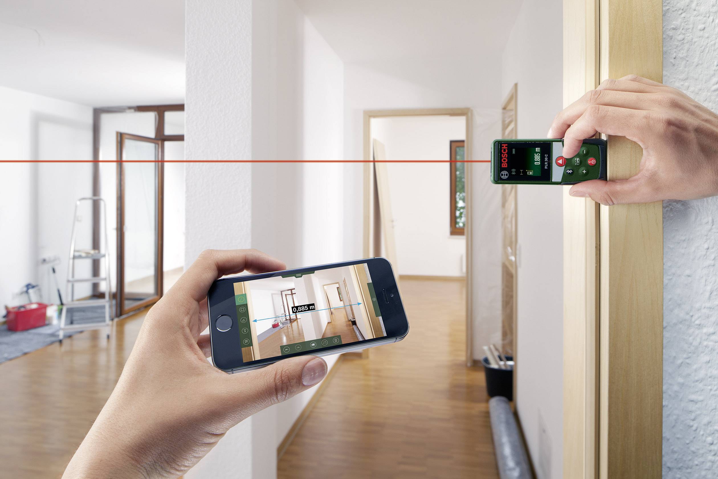 Bosch Home and Garden PLR 30 C Laser-Entfernungsmesser Bluetooth, Dokumentations-App 30 m