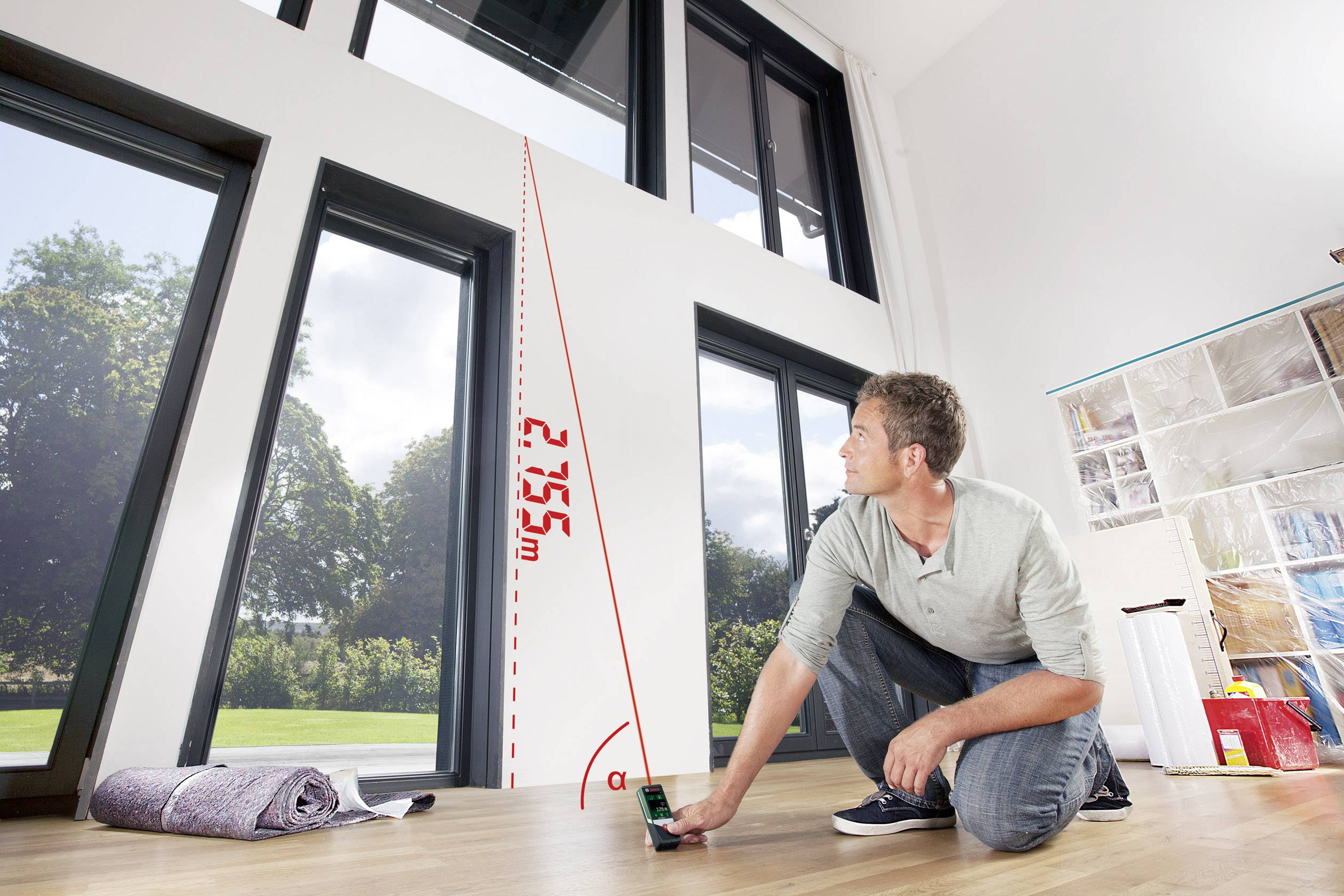 Bosch Home and Garden PLR 50 C Laser-Entfernungsmesser Touchscreen, Bluetooth, Dokumentations-App 50 m