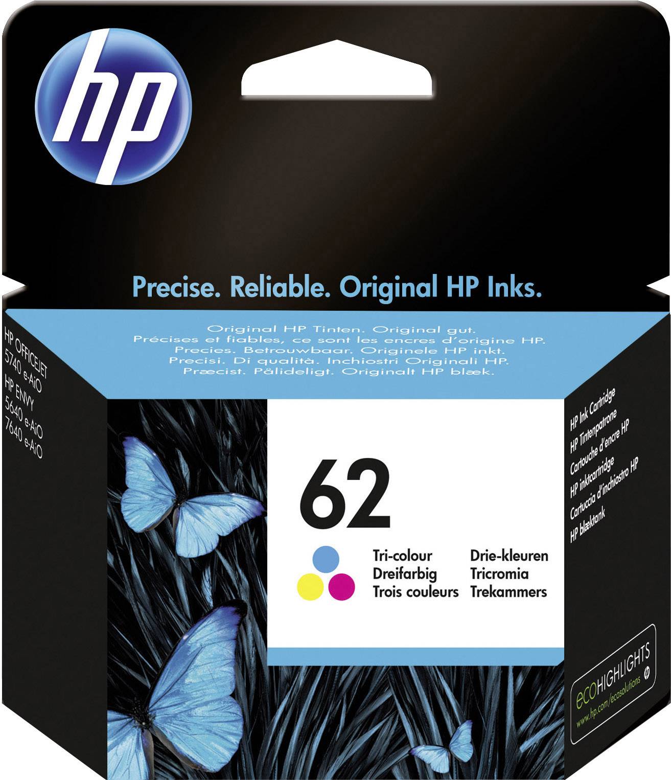 HP 62 Druckerpatrone Original Cyan, Magenta, Gelb C2P06AE Tinte