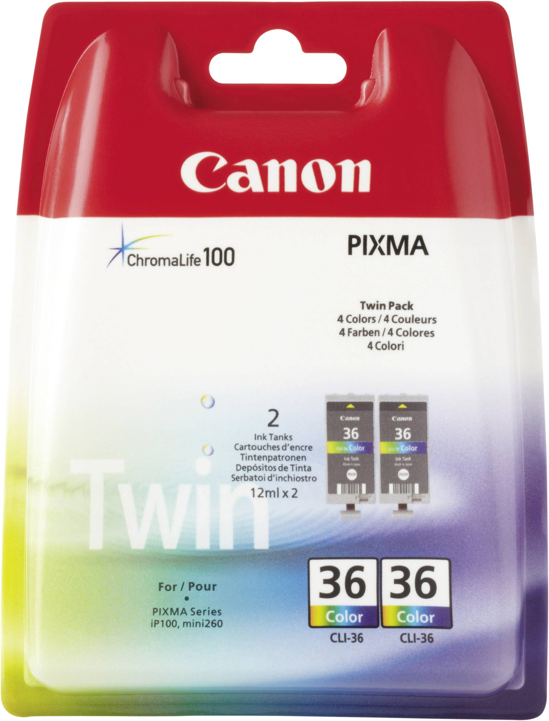 Canon Druckerpatrone CLI-36 Original 2er-Pack Cyan, Magenta, Gelb 1511B018