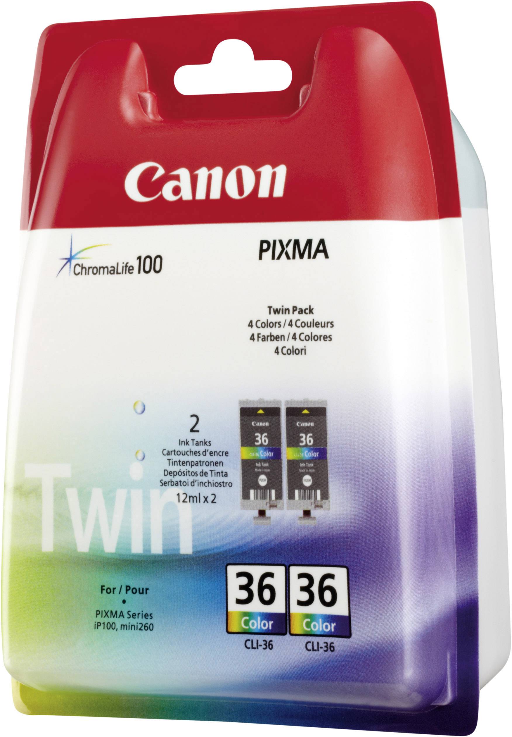 Canon Druckerpatrone CLI-36 Original 2er-Pack Cyan, Magenta, Gelb 1511B018