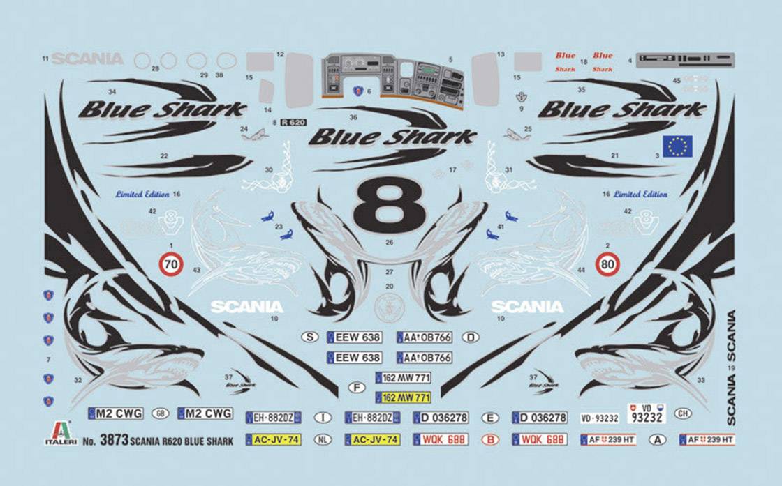 1:24 LKW SCANIA R620 BLUE SHARK BAUSATZ