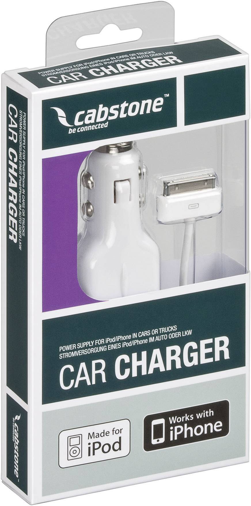 Cabstone Kfz-Ladekabel für iPod, iPhone für iPod und iPhone Belastbarkeit Strom max.=2 A Passend für (Details) Apple iPod nano, iPod Classic, iPod