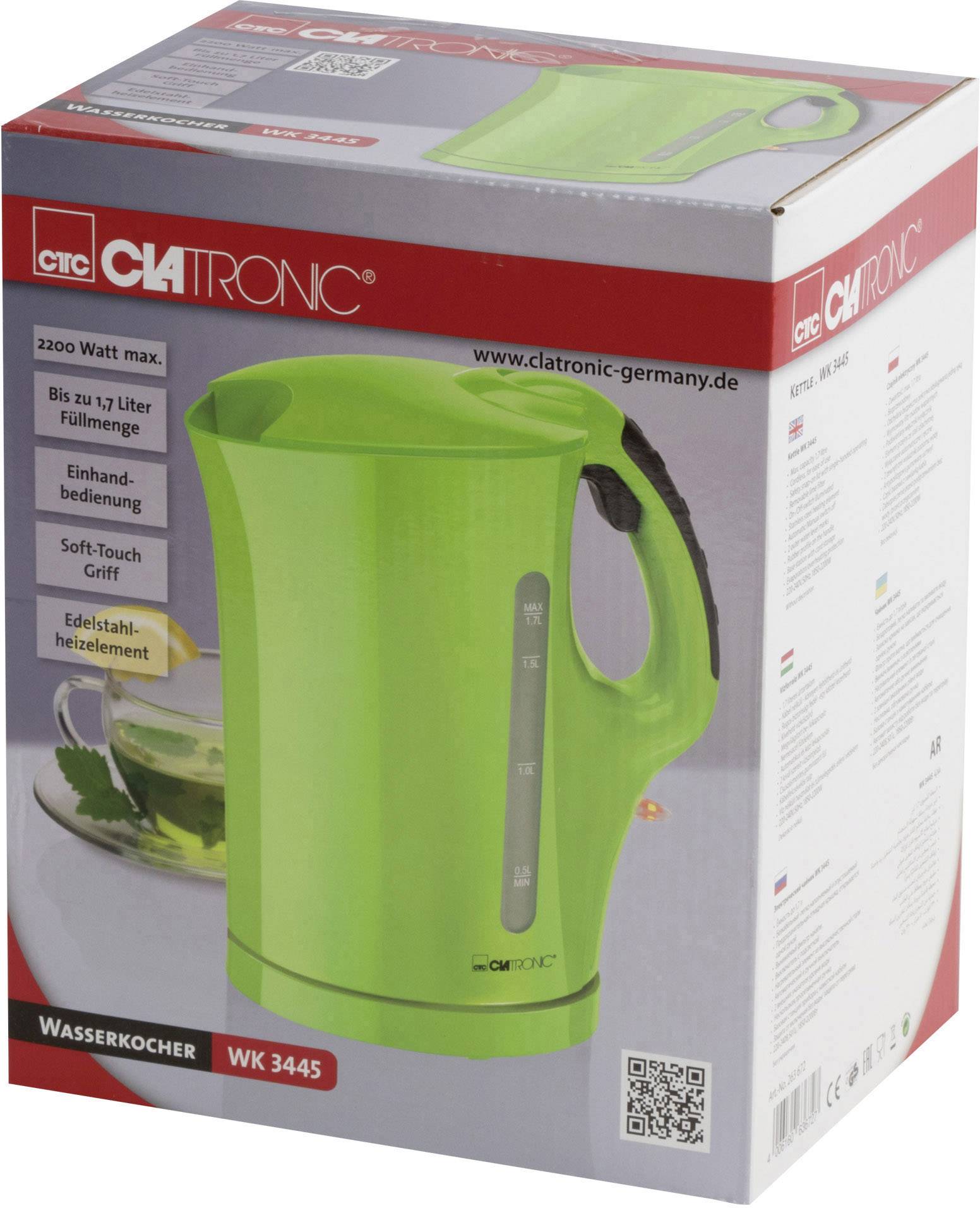 Clatronic WK 3445 Wasserkocher schnurlos Grün