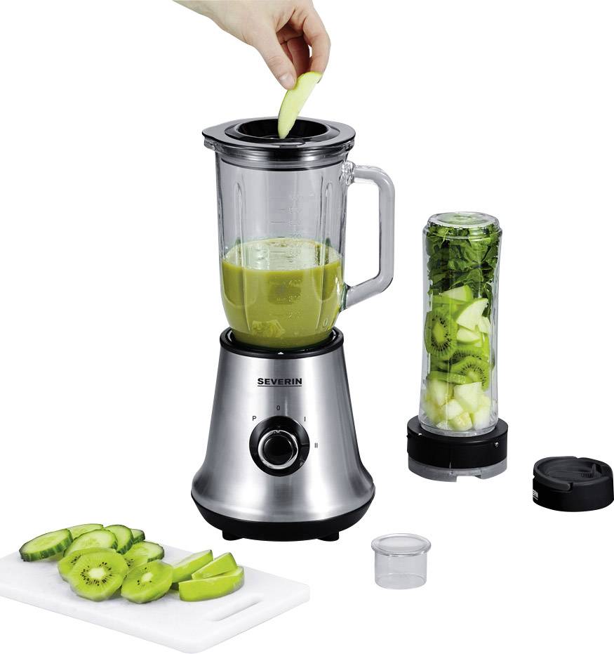 Severin SM 3737 Smoothie-Maker 500W Edelstahl (gebürstet), Schwarz