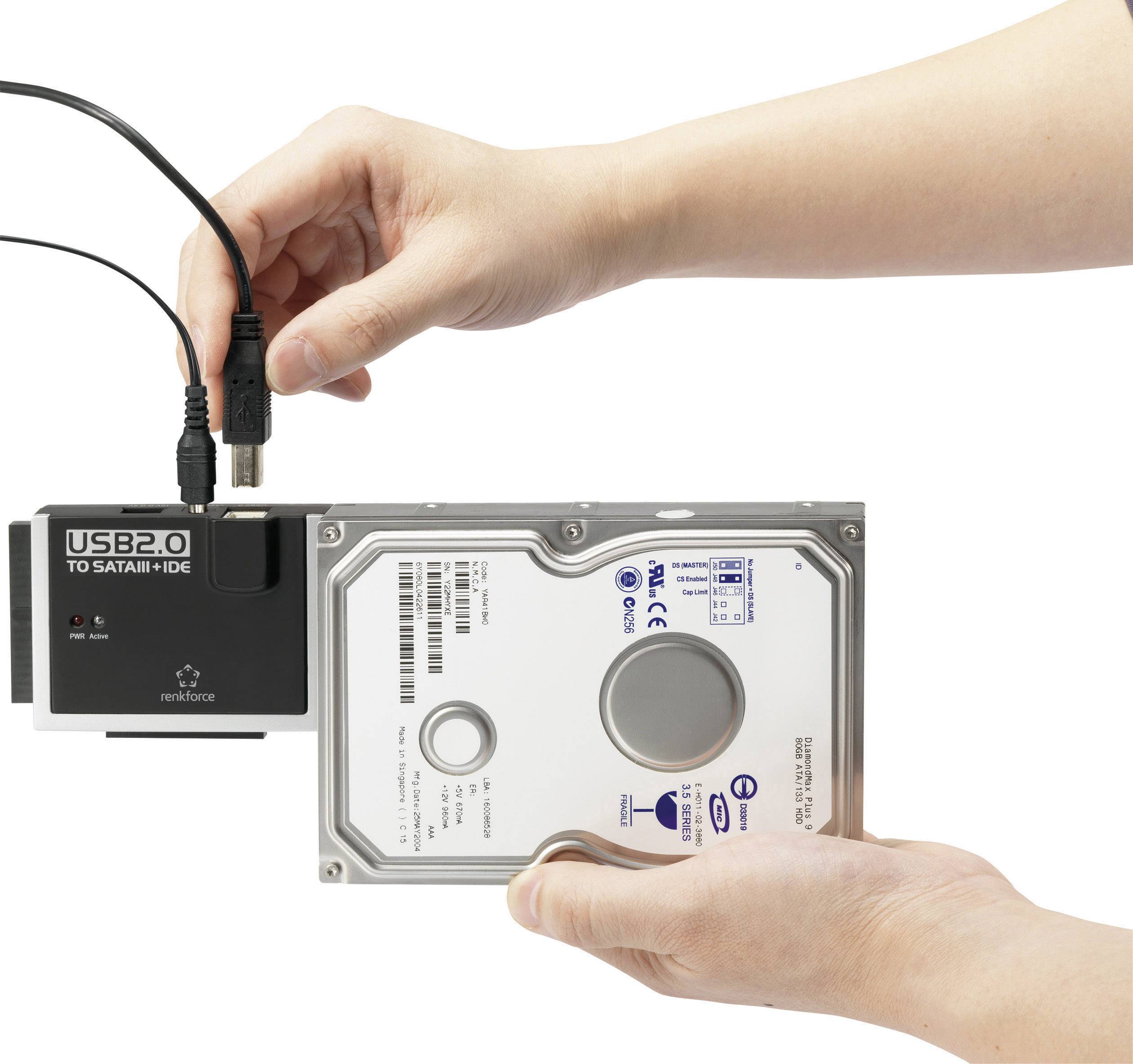 Renkforce Festplatten Adapter [1x USB 2.0 Stecker A - 1x IDE-Buchse 40pol., IDE-Buchse 44pol., SATA-Kombi-Stecker 7+15pol.] 0.90m