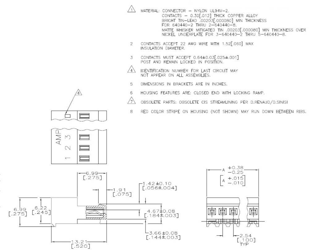 TE Connectivity Buchsenleiste (Standard) MTA-100 Polzahl Gesamt 4 3-640440-4