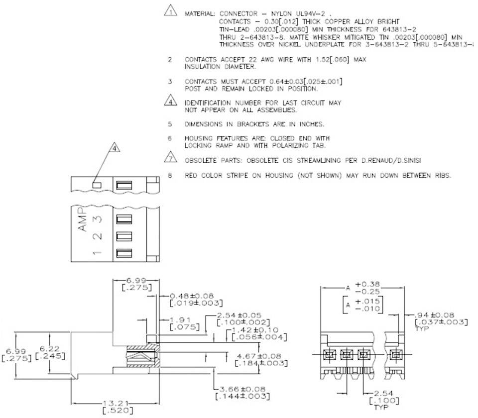 TE Connectivity Buchsenleiste (Standard) MTA-156 Polzahl Gesamt 2 3-643813-2
