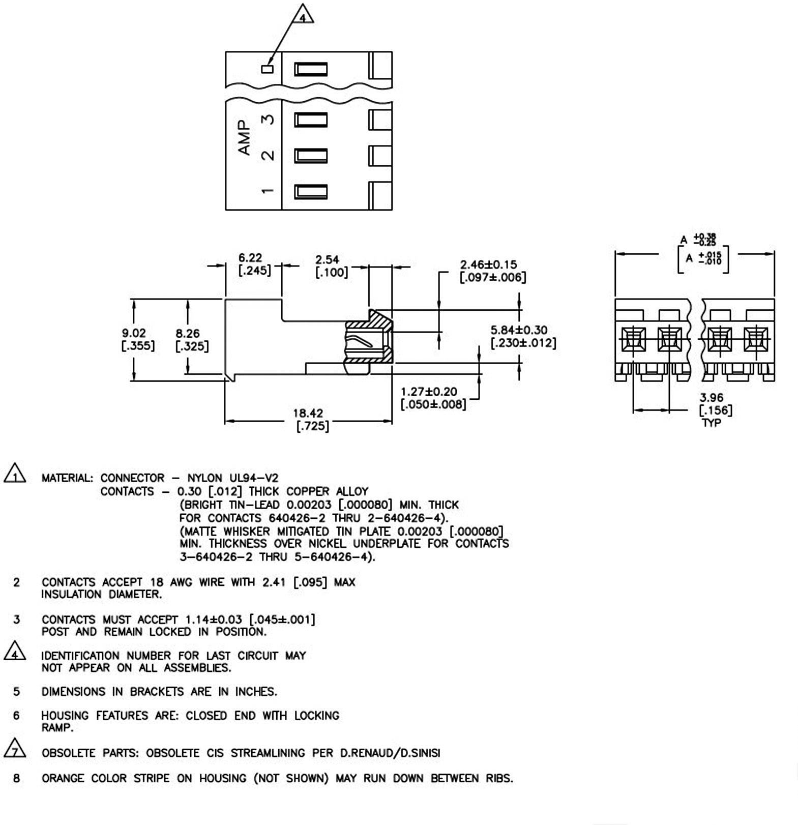 TE Connectivity Buchsenleiste (Standard) MTA-156 Polzahl Gesamt 6 3-640426-6