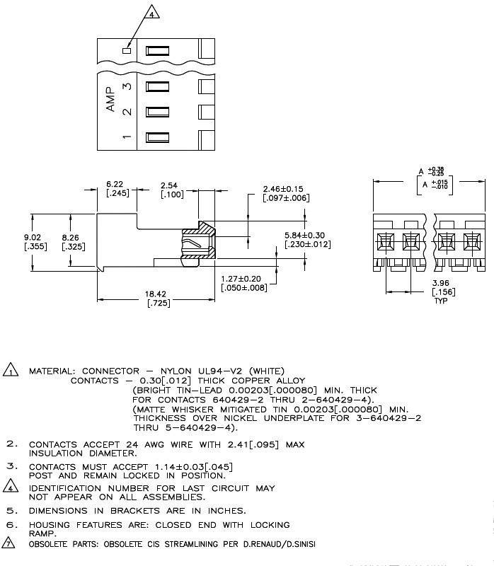 TE Connectivity Buchsenleiste (Standard) MTA-156 Polzahl Gesamt 3 3-640429-3
