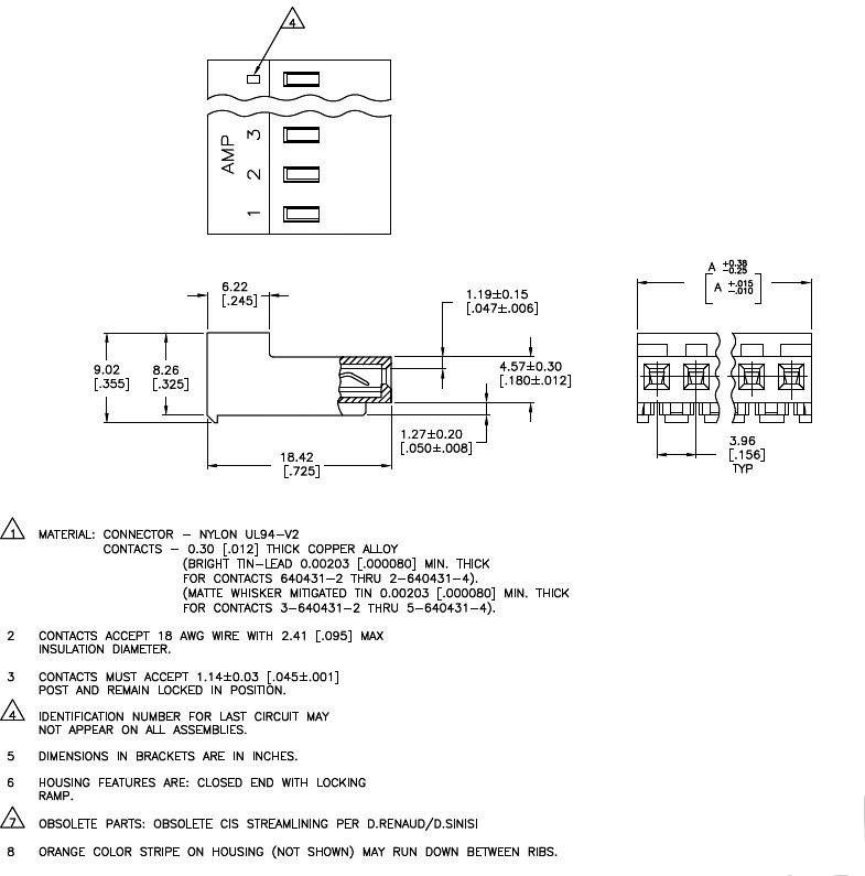 TE Connectivity Buchsenleiste (Standard) MTA-156 Polzahl Gesamt 3 3-640599-3