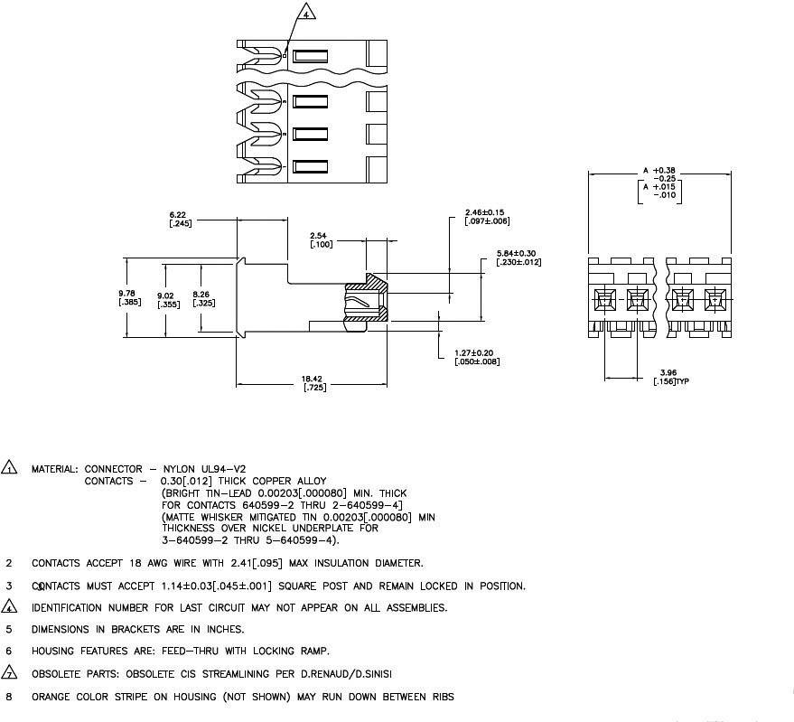 TE Connectivity Buchsenleiste (Standard) MTA-156 Polzahl Gesamt 6 3-643817-6