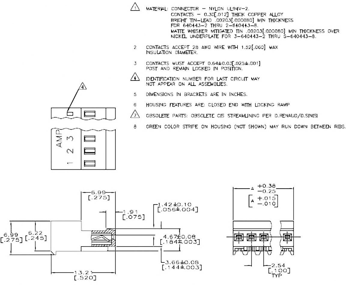 TE Connectivity Buchsenleiste (Standard) MTA-100 Polzahl Gesamt 4 3-640443-4
