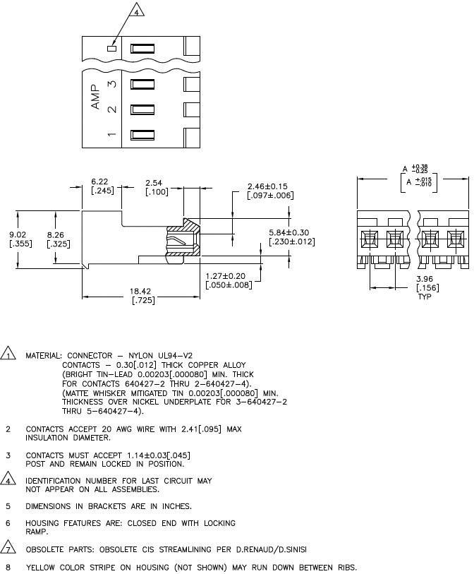 TE Connectivity Buchsenleiste (Standard) MTA-156 Polzahl Gesamt 3 3-640427-3
