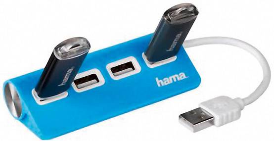 Hama 4 Port USB 2.0-Hub Blau