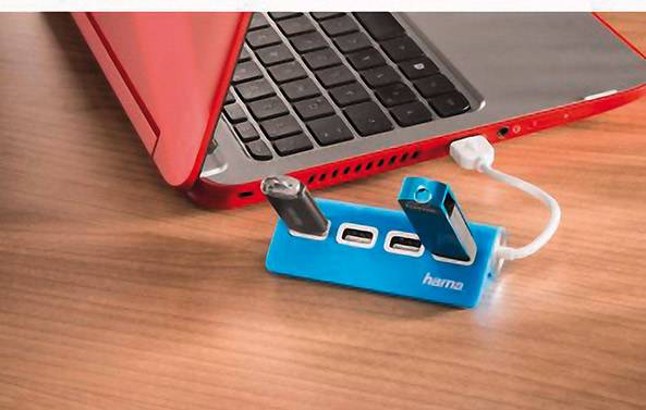 Hama 4 Port USB 2.0-Hub Blau