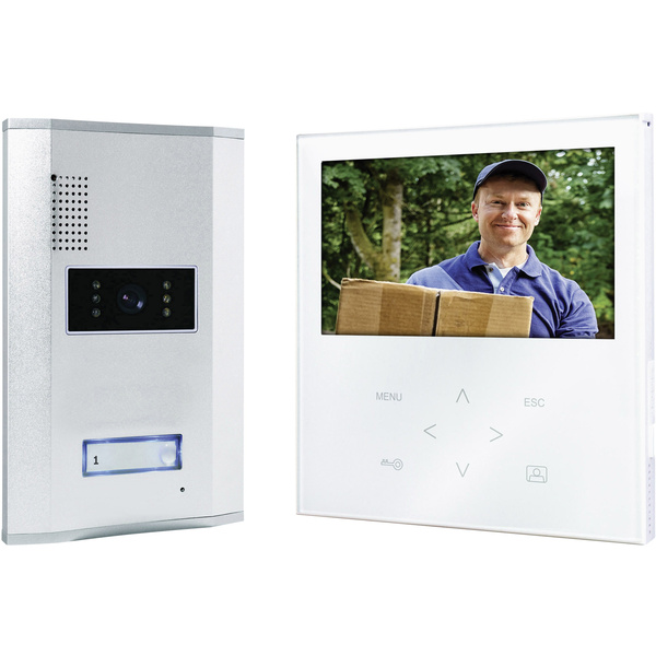 Smartwares Video-Türsprechanlage Kabelgebunden Komplett-Set VD71W SW 1 Familienhaus