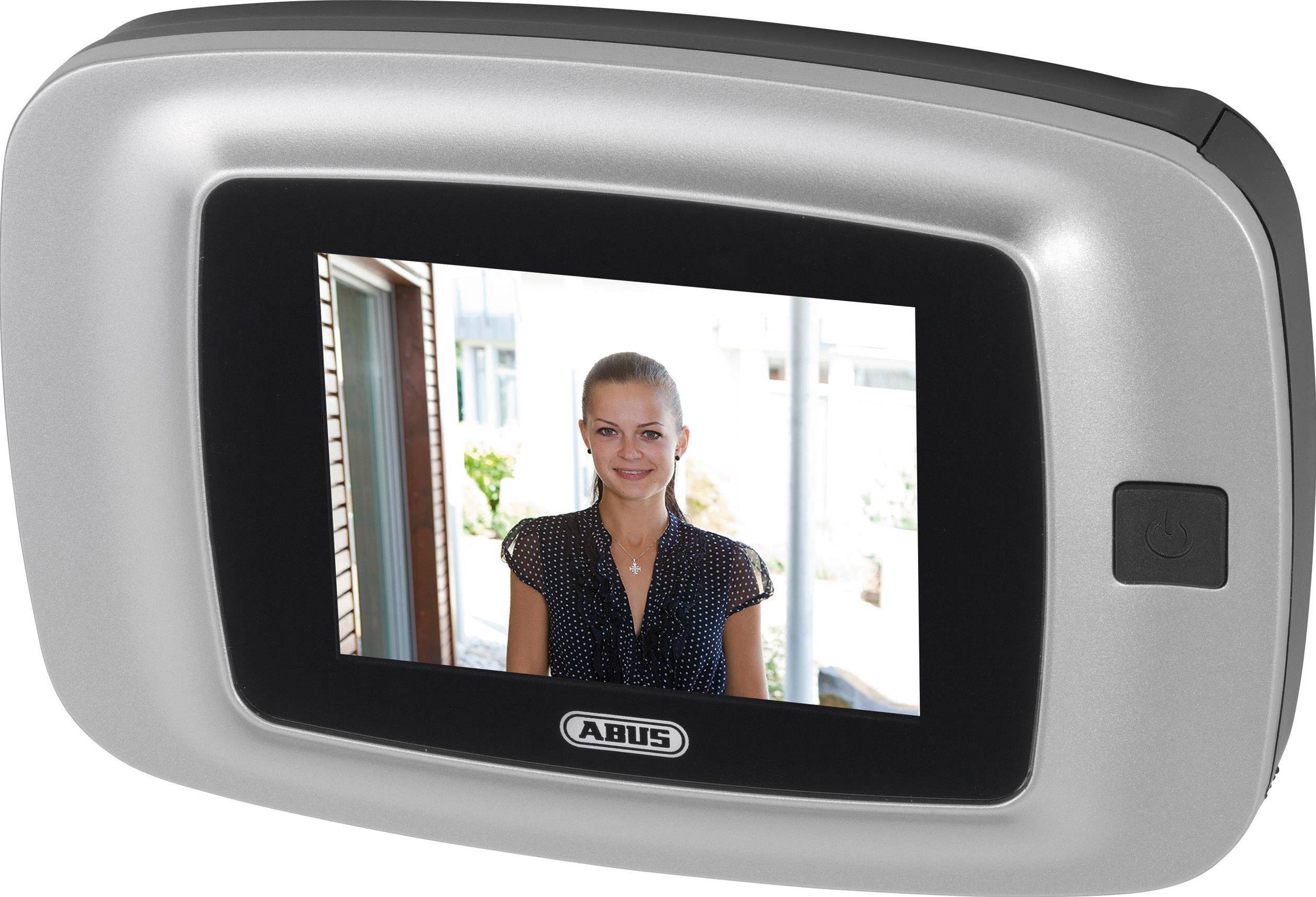 Digitaler Türspion mit Farbdisplay zeigt Person vor der Tür, ermöglicht sicheres Überprüfen der Besucher ohne Türöffnung.