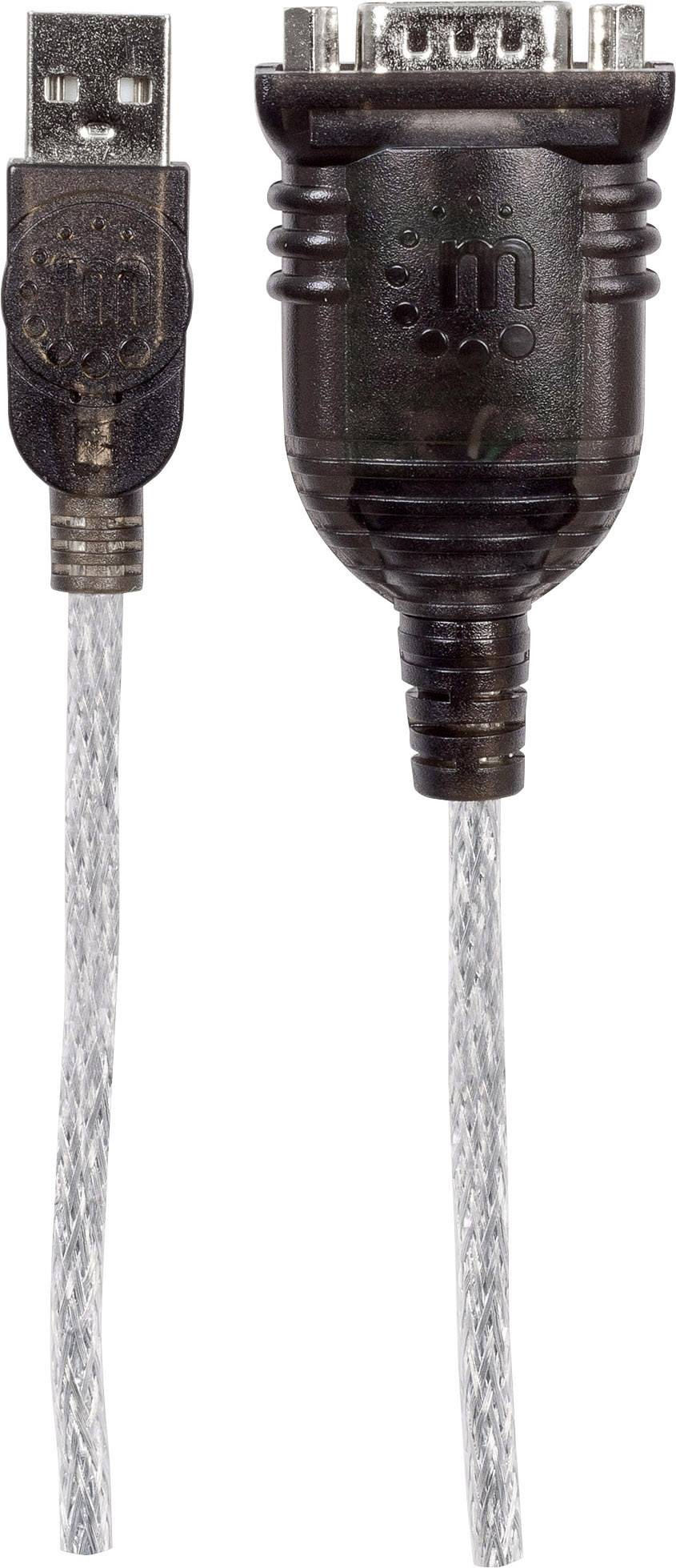 Manhattan USB 1.1, Seriell Anschlusskabel [1x USB 1.1 Stecker A - 1x D-SUB-Stecker 9pol.] 0.45m Silber-Schwarz